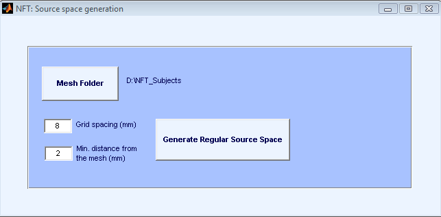Figure 9: Interface for source space generation.